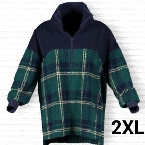 Navy Blue & Green half zip pullover